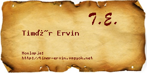 Timár Ervin névjegykártya
